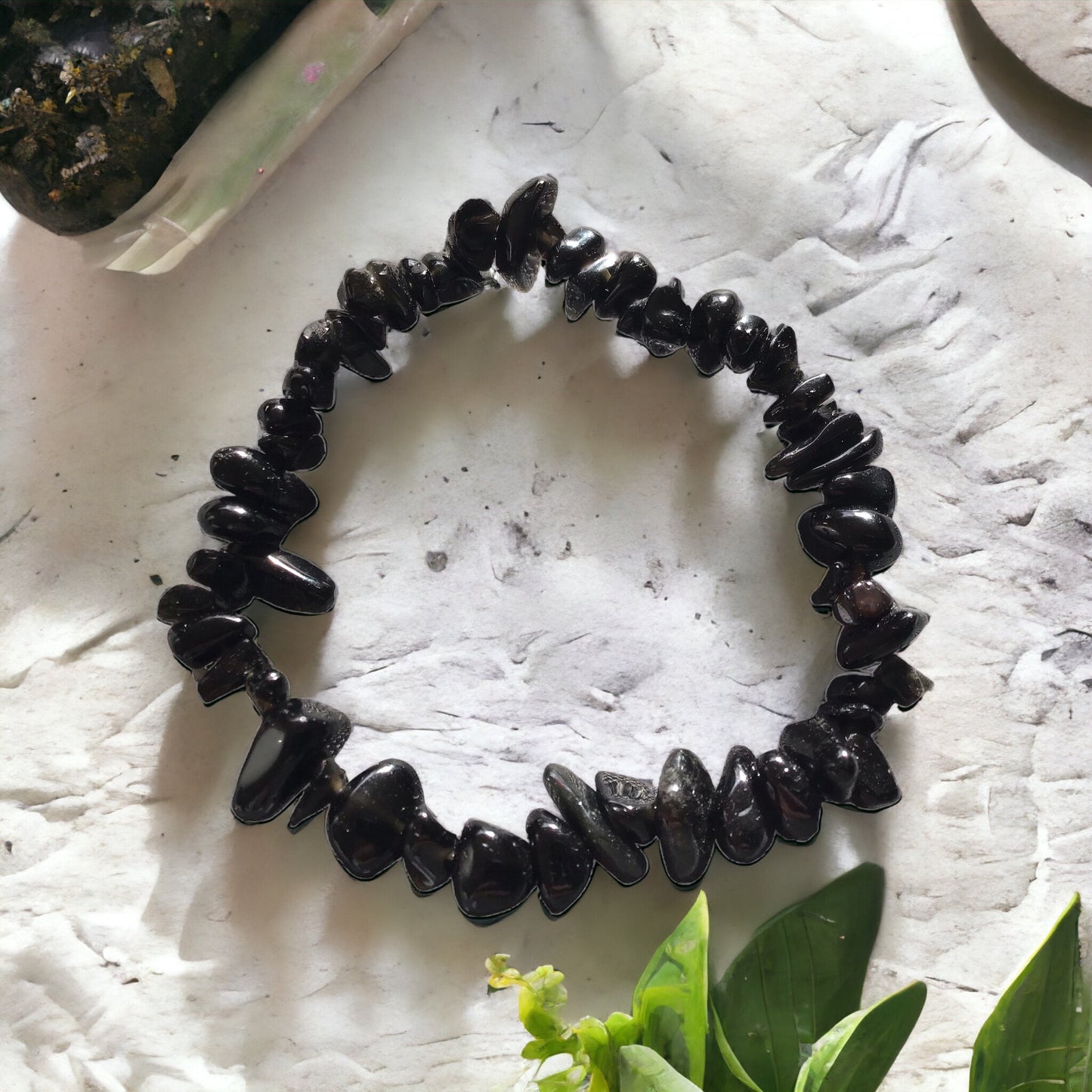 ONYX Trommelstein Splitter Armband  *Ruhe*  - echter Hämatit Edelstein-Schmuck - Chakra-Armband für Damen & Herren