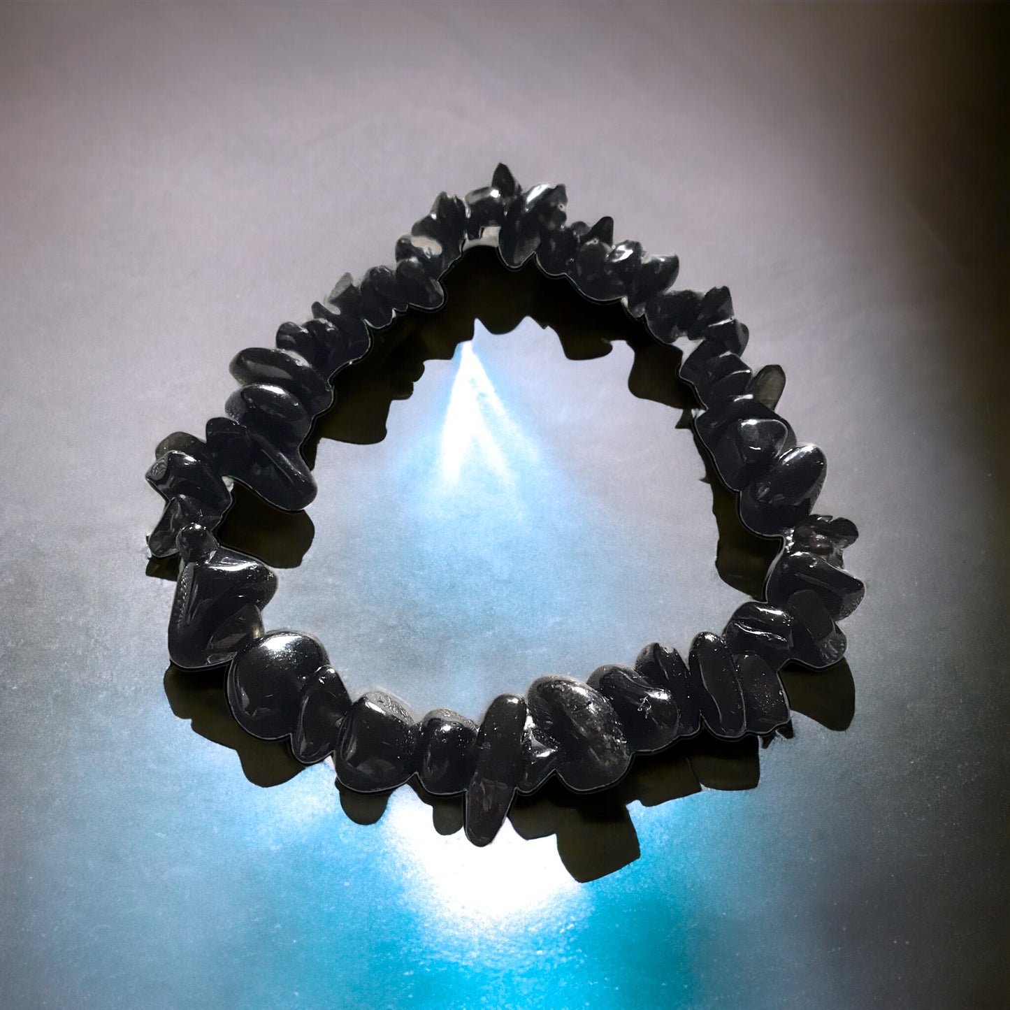 ONYX Trommelstein Splitter Armband  *Ruhe*  - echter Hämatit Edelstein-Schmuck - Chakra-Armband für Damen & Herren