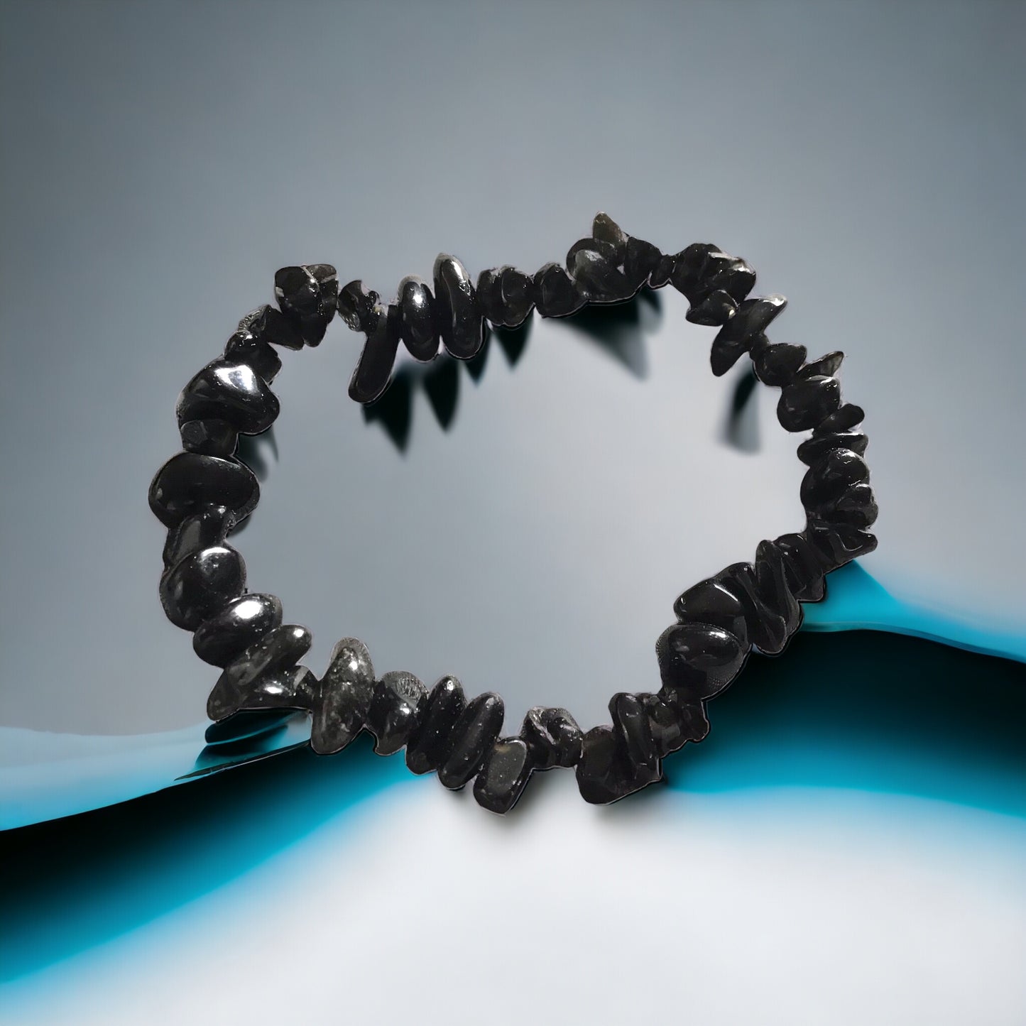 ONYX Trommelstein Splitter Armband  *Ruhe*  - echter Hämatit Edelstein-Schmuck - Chakra-Armband für Damen & Herren