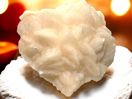 Wunderschöne große apricot-farbene Stilbit-Stufe - Kristall - Sammlerstein - Unikat-Masterpiece 1441 I 728 Gramm I 13x10x7cm I Indien