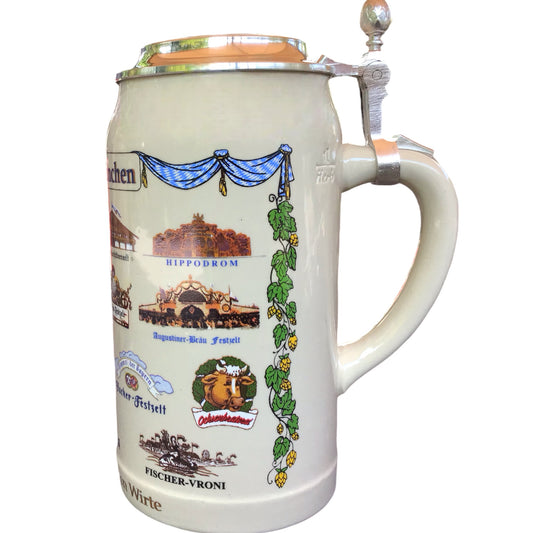 Original Oktoberfestkrug Jahreskrug 2002 Wiesn Wirtekrug mit Deckel Sammlerkrug limitierte Auflage