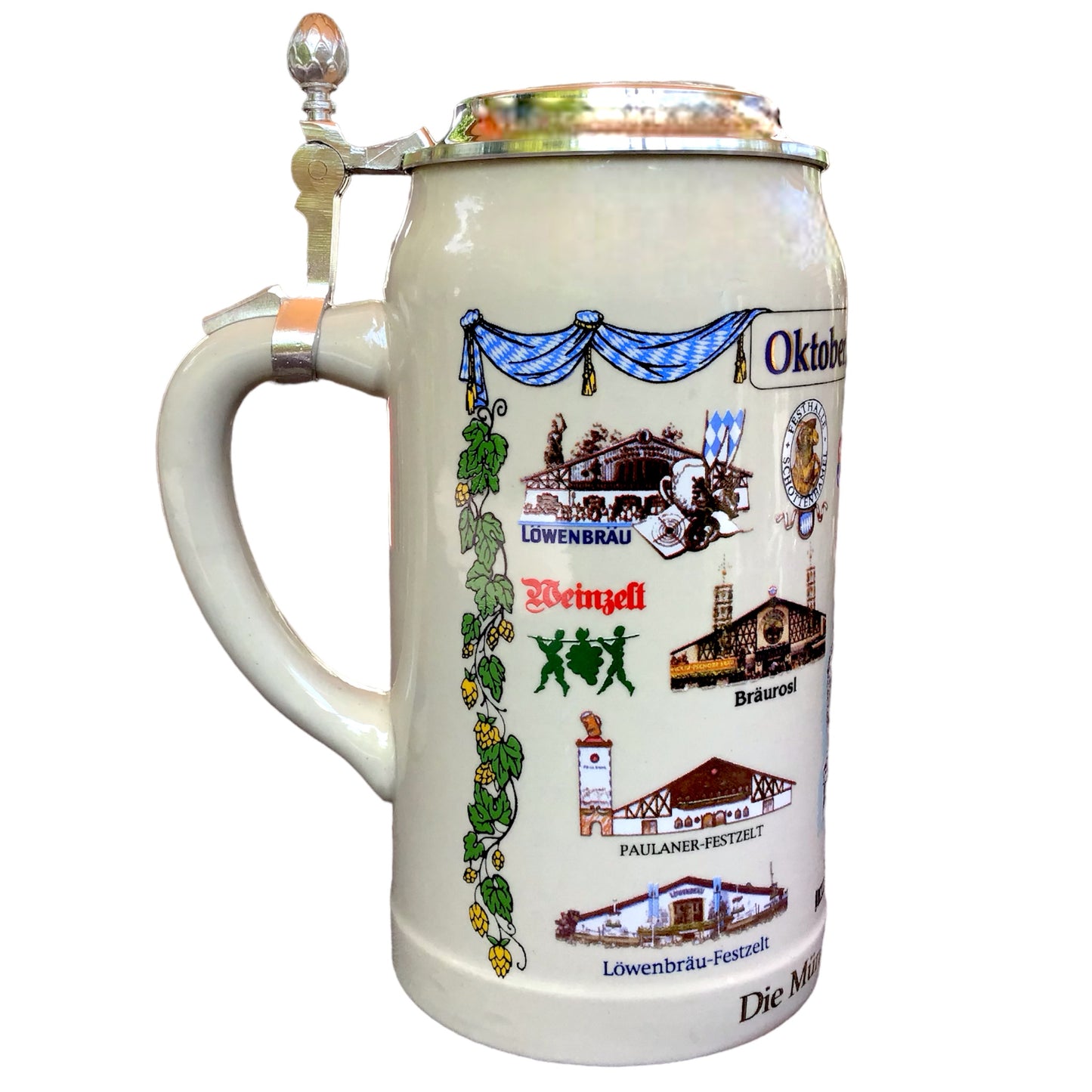 Original Oktoberfestkrug Jahreskrug 2002 Wiesn Wirtekrug mit Deckel Sammlerkrug limitierte Auflage
