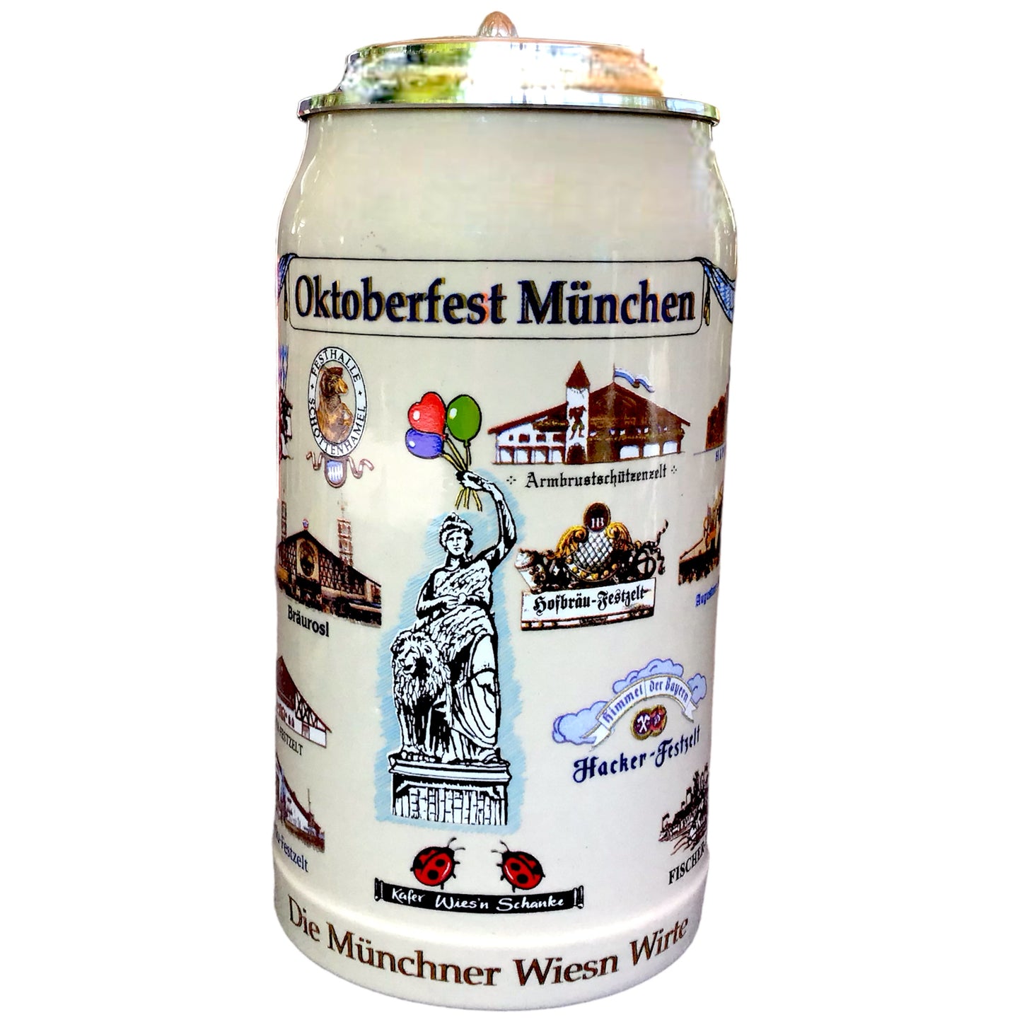 Original Oktoberfestkrug Jahreskrug 2002 Wiesn Wirtekrug mit Deckel Sammlerkrug limitierte Auflage