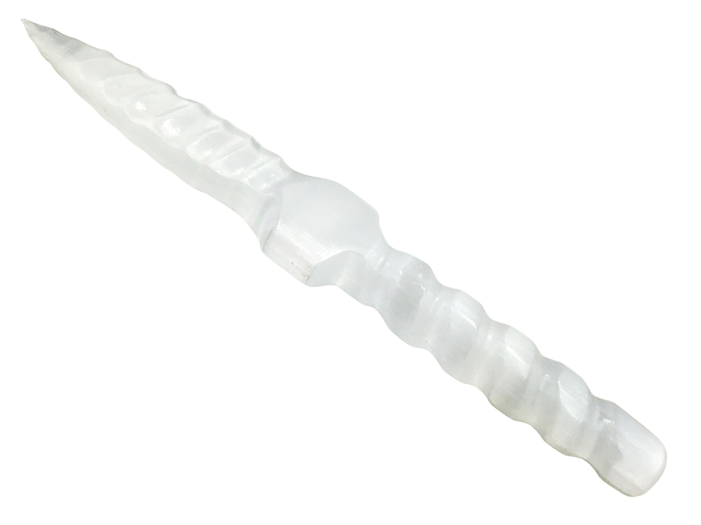 Steinfixx® Selenit  Ritualdolch in Spiralform - Ritualmesser -Lichtbringer -  25x5x2cm - 240Gramm für Wicca und Pagan, Rituale und Zeremonien