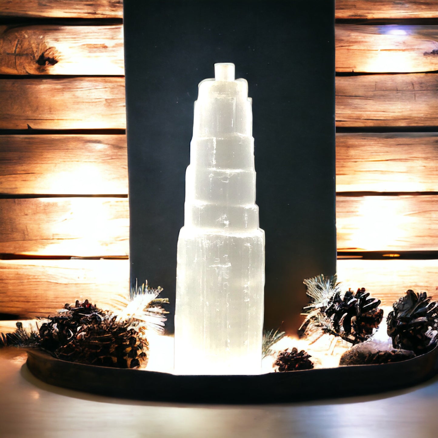 Steinfixx® - Großer 20cm hoher Selenit Monolith - Tower- naturbelassen - 630 Gramm
