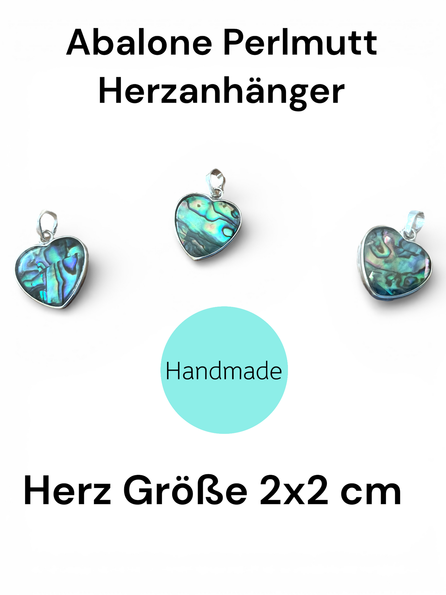 Abalone Perlmutt Herz Anhänger mit 925 Silberkette I 2x2 cm I Handarbeit I Herzgeschenk I Liebesgeschenk I incl. Geschenkverpackung I Australien