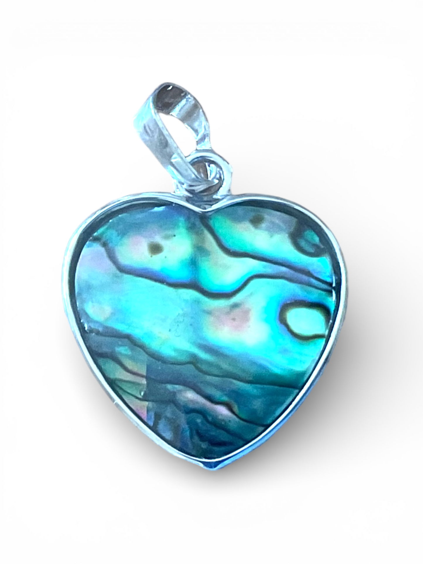 Abalone Perlmutt Herz Anhänger mit 925 Silberkette I 2x2 cm I Handarbeit I Herzgeschenk I Liebesgeschenk I incl. Geschenkverpackung I Australien