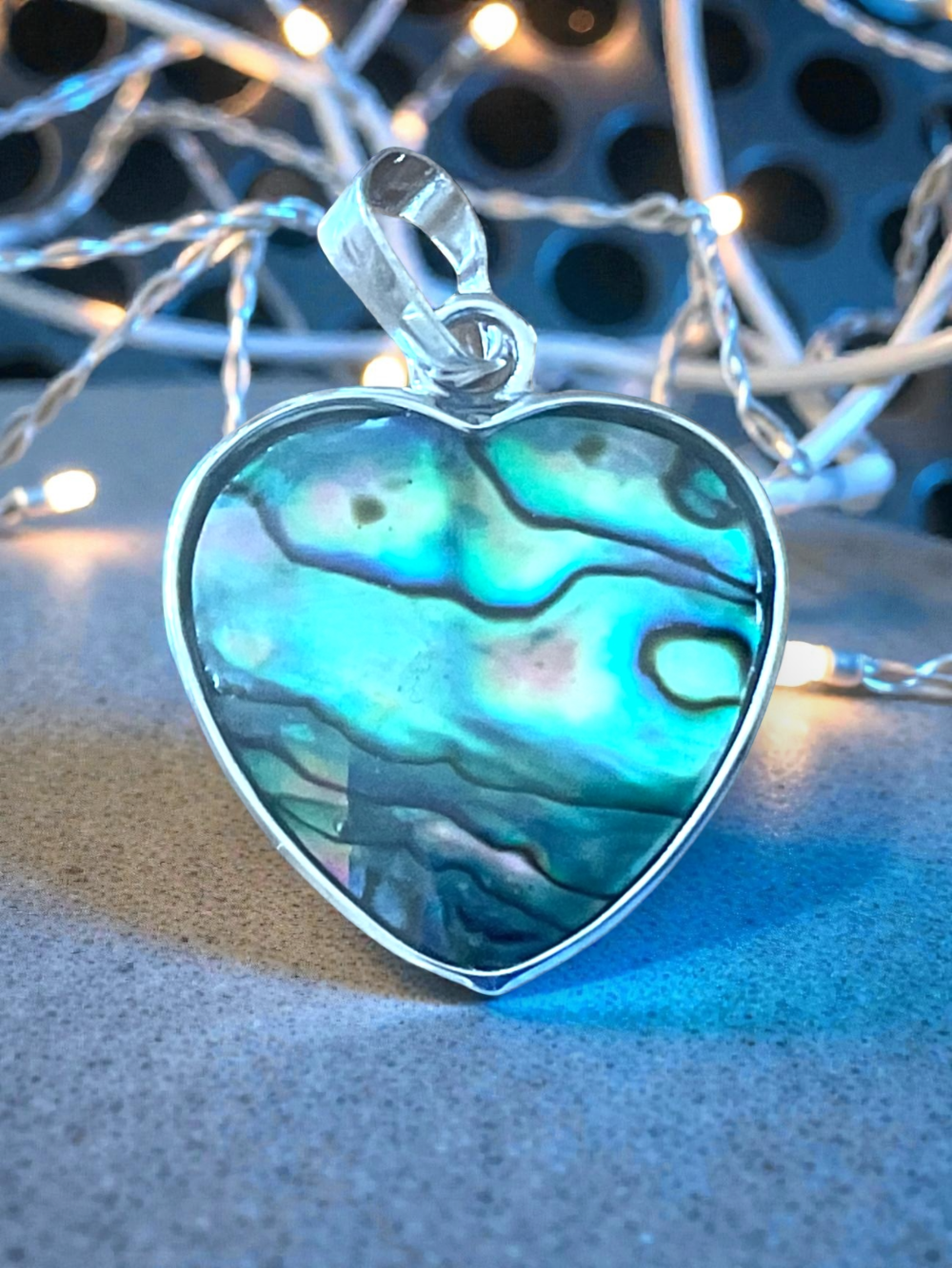 Abalone Perlmutt Herz Anhänger mit 925 Silberkette I 2x2 cm I Handarbeit I Herzgeschenk I Liebesgeschenk I incl. Geschenkverpackung I Australien
