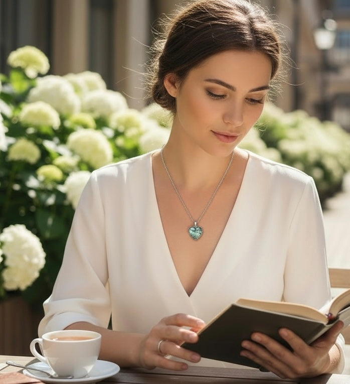 Abalone Perlmutt Herz Anhänger mit 925 Silberkette I 2x2 cm I Handarbeit I Herzgeschenk I Liebesgeschenk I incl. Geschenkverpackung I Australien