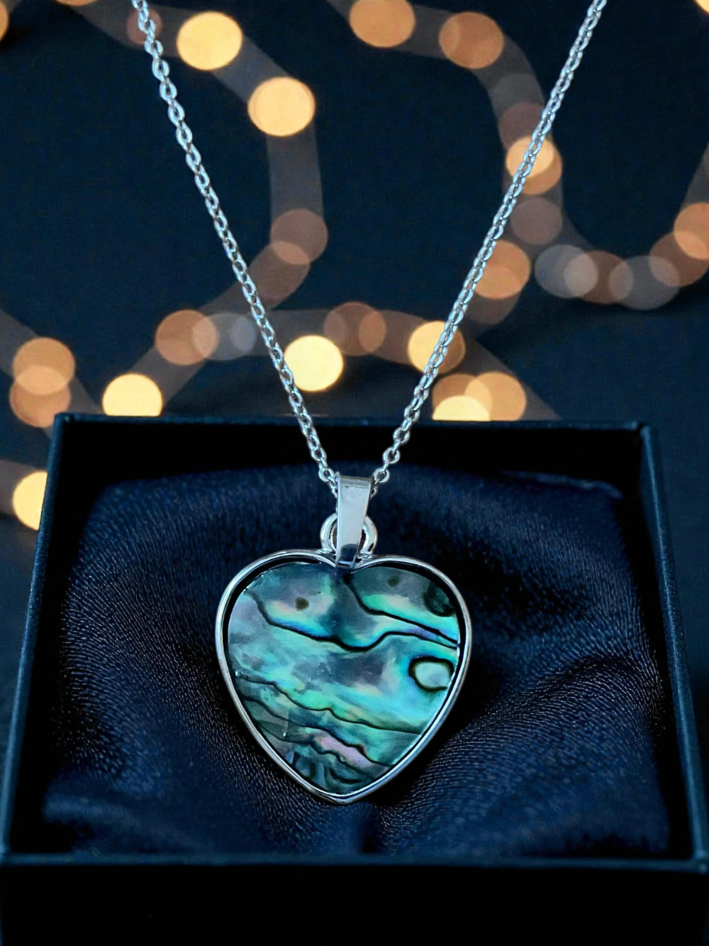 Abalone Perlmutt Herz Anhänger mit 925 Silberkette I 2x2 cm I Handarbeit I Herzgeschenk I Liebesgeschenk I incl. Geschenkverpackung I Australien
