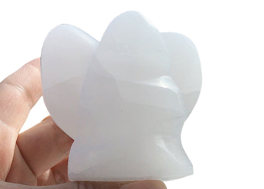 Selenit Engel I Schutzengel | Skulptur | 70x70x50 mm I Dekoration I gegen negative Energien I Ladestein I Lichtbringer I ca. 290 gr. I Marokko