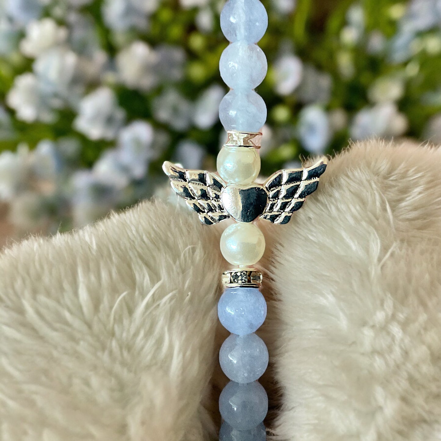 Steinfixx® - Bezauberndes Aquamarin Schutzengel Perlen Armband - inclusive edler Geschenkbox - Handmade