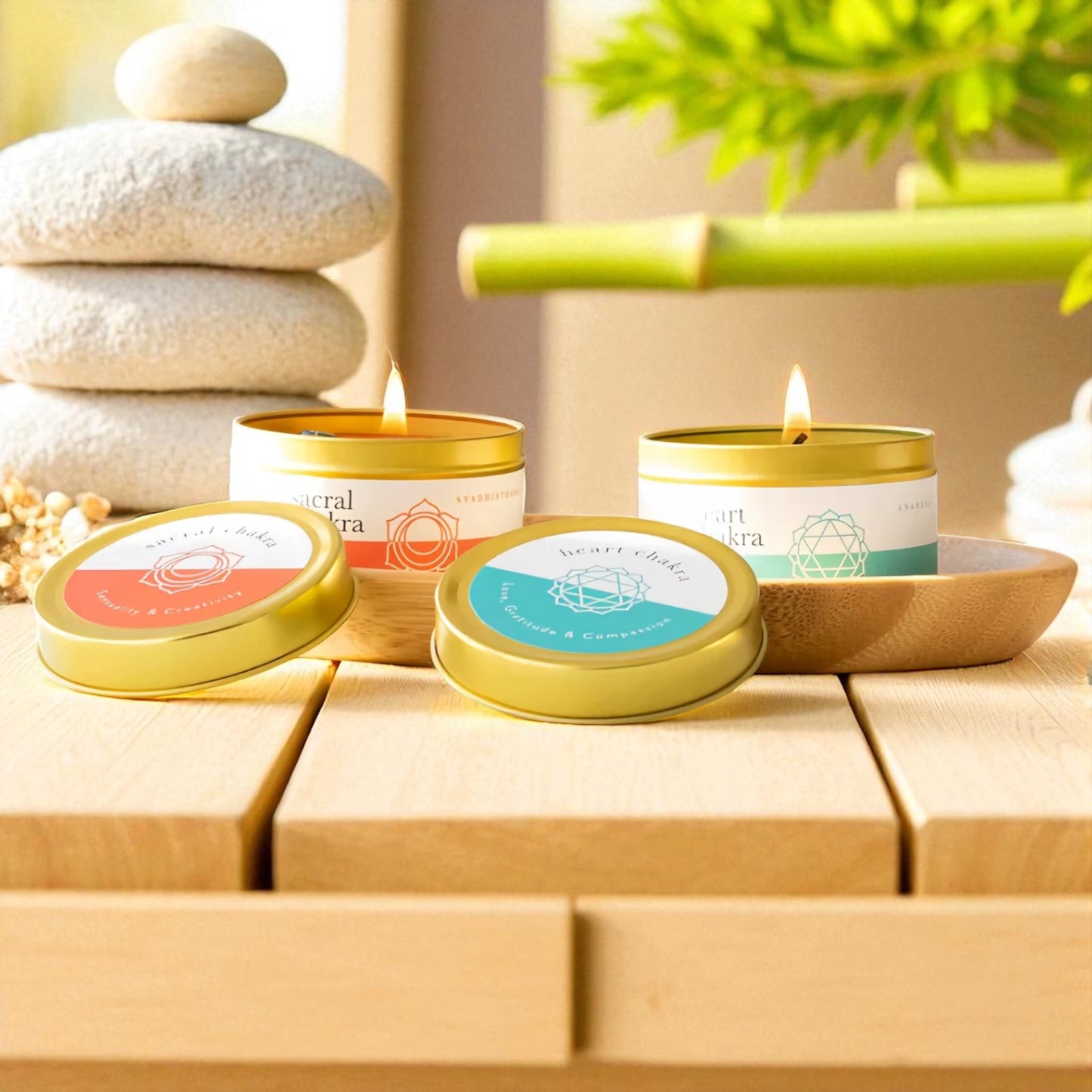 7 Chakra Duftkerzen Geschenkset mit Edelsteinen & Chakra-Armband  - Handgegossene Duftkerzen, abgestimmt auf die Chakren – Geschenkset mit Edelsteinen, Chakra-Karten & Geschenkbox – Achtsamkeit, Meditation & Wellness