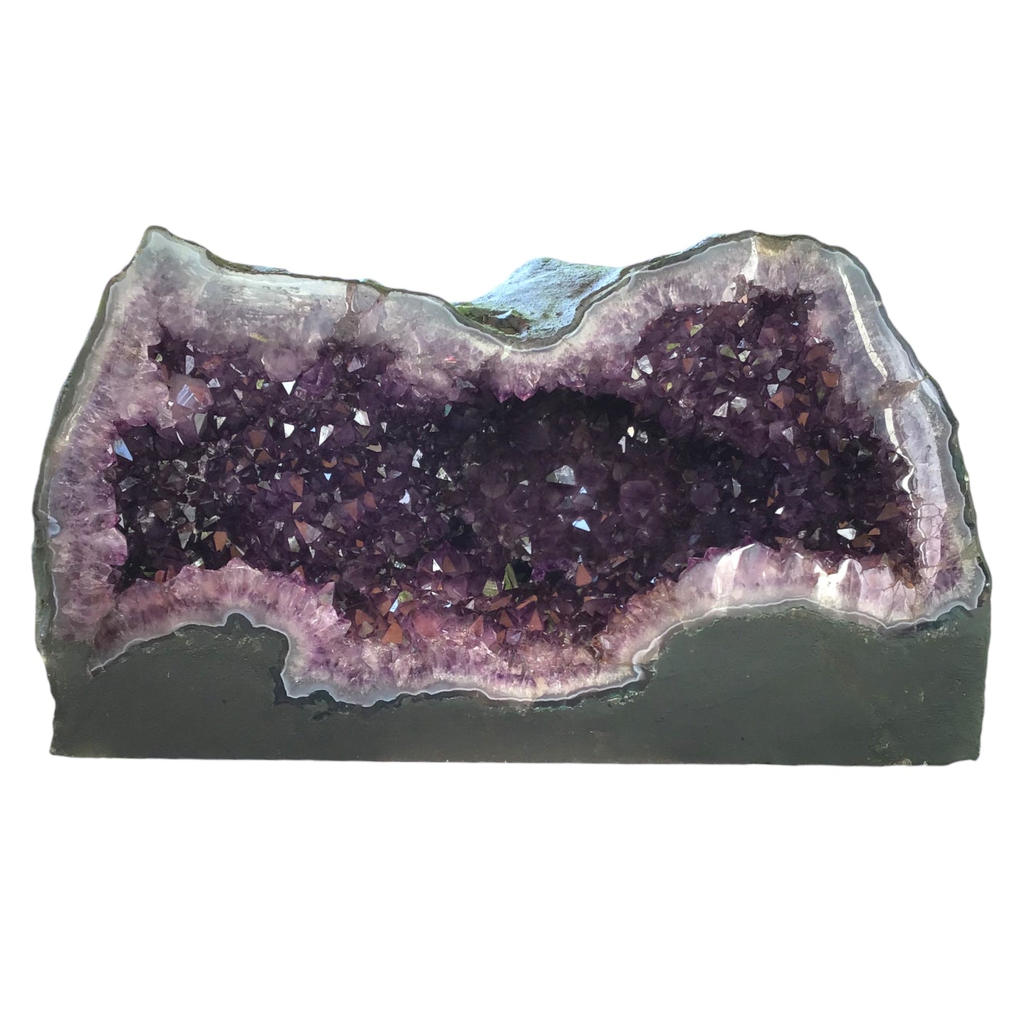Amethyst Druse mit phantastischen Kristallen I 21,60 KG I 43x16x25cm I Blickfang I Unikat 1474I Brasilien