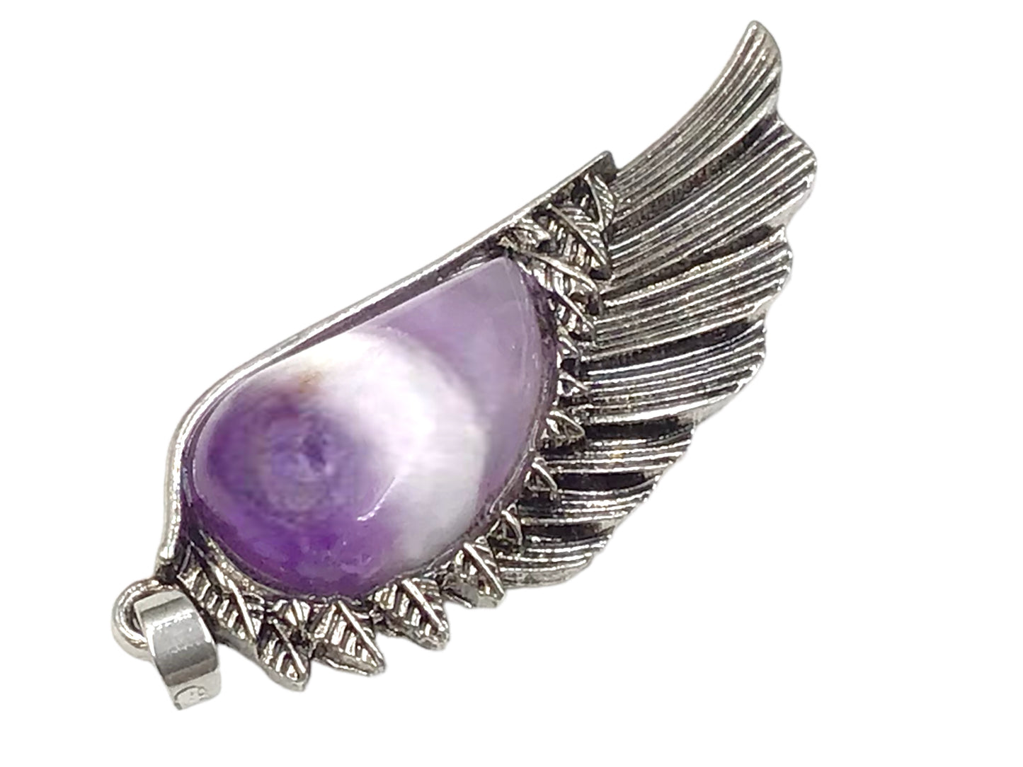 Steinfixx® -  Engelsflügel Anhänger mit echtem Amethyst Edelstein Tropfen | farbintensiv