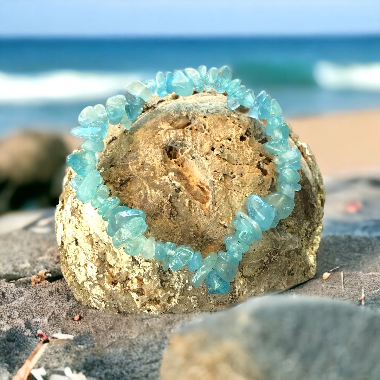 Steinfixx® - Echtes Aquamarin blau Armband mit Perlen in ovaler Form | angenehm zu tragen | DER Seelenstein
