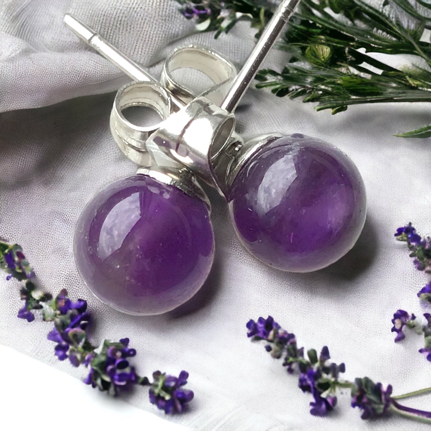 Amethyst Edelstein Schmuckset mit hochwertiger Selenit Herzschale 10cm I 4-teilig - Energie und Kraft