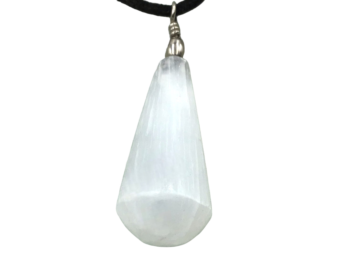 Steinfixx®  Selenit Tropfen Anhänger in bauchiger Form | ca 45x15x8 mm | Top Qualität | Ihren Lichtbringer immer dabei