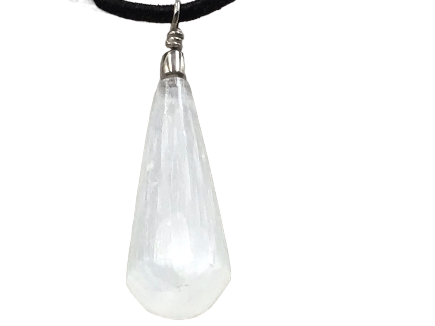 Steinfixx®  Selenit Tropfen Anhänger in bauchiger Form | ca 45x15x8 mm | Top Qualität | Ihren Lichtbringer immer dabei