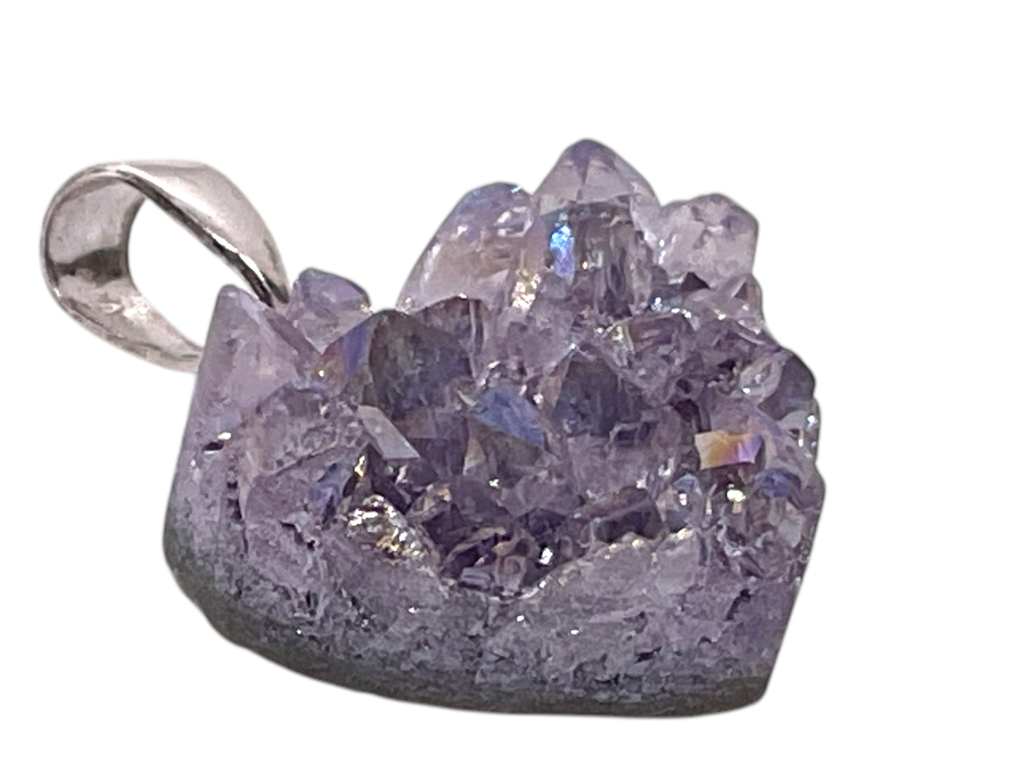 Amethyst Herz Anhänger - echtes 925 Silber - Angel Aura - Rohstein Cluster - inclusive Geschenkbox