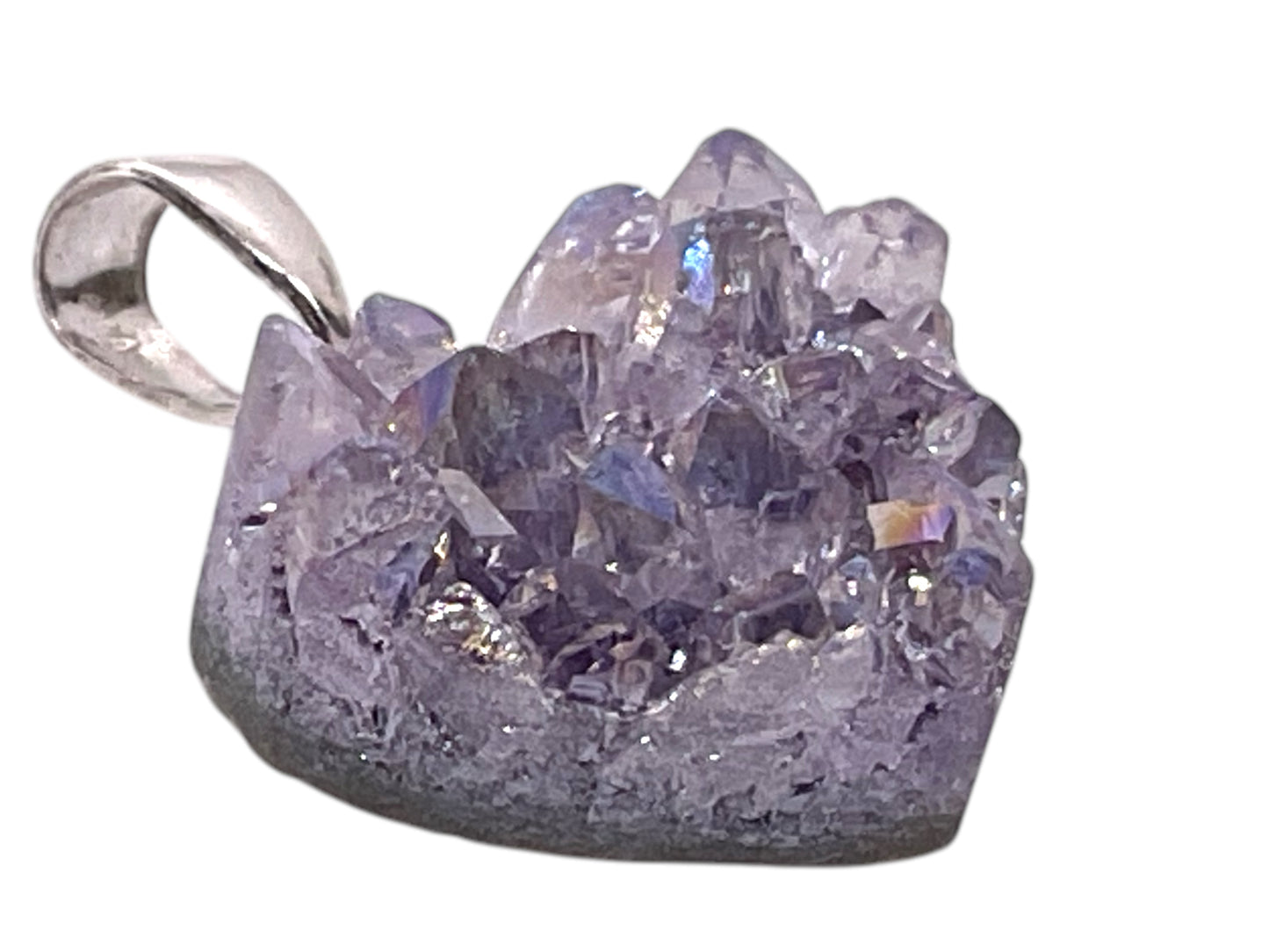 Amethyst Herz Anhänger - echtes 925 Silber - Angel Aura - Rohstein Cluster - inclusive Geschenkbox