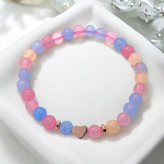 Perlenarmband Morganit mit 14 k rosèvergoldeten Elementen - Edelsteinarmband - Handmade - inclusive edler Geschenkbox - Engelsstein