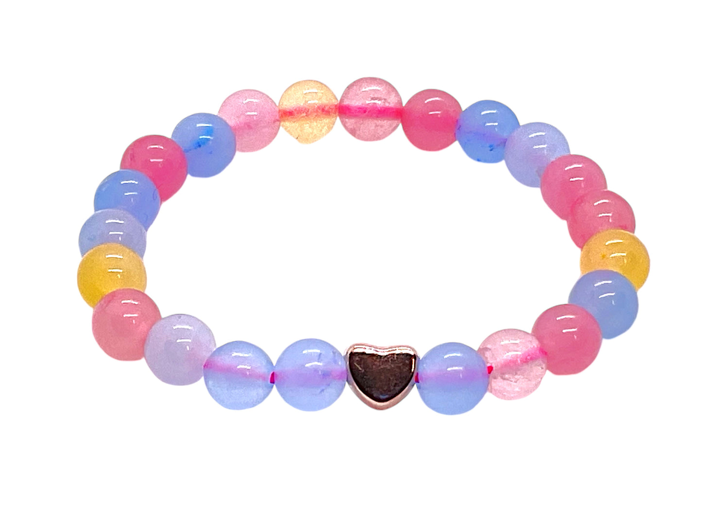 Kinder Perlenarmband Morganit mit 14 k rosèvergoldeten Elementen - Edelsteinarmband - Handmade - inclusive Geschenksäckchen - Engelsstein