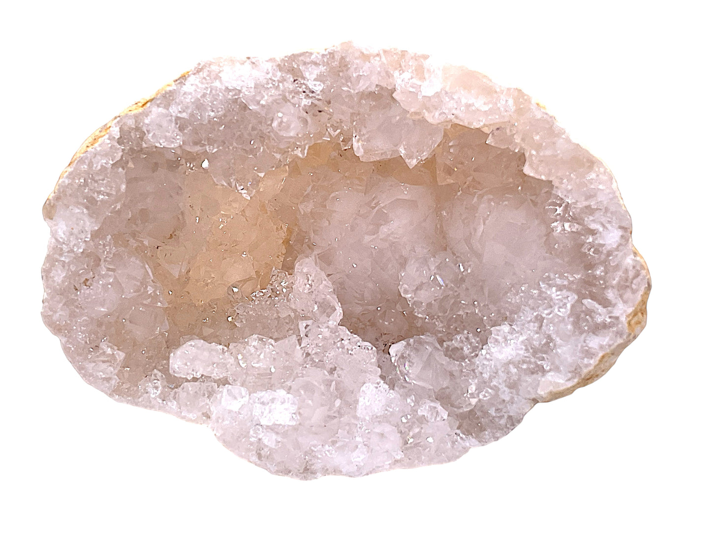 Kristall Geode | Quarzgeode | offen | incl. Acrylständer | Glücksgeode | herrliche Kristalle I 60-70mm I Geodenhälfte