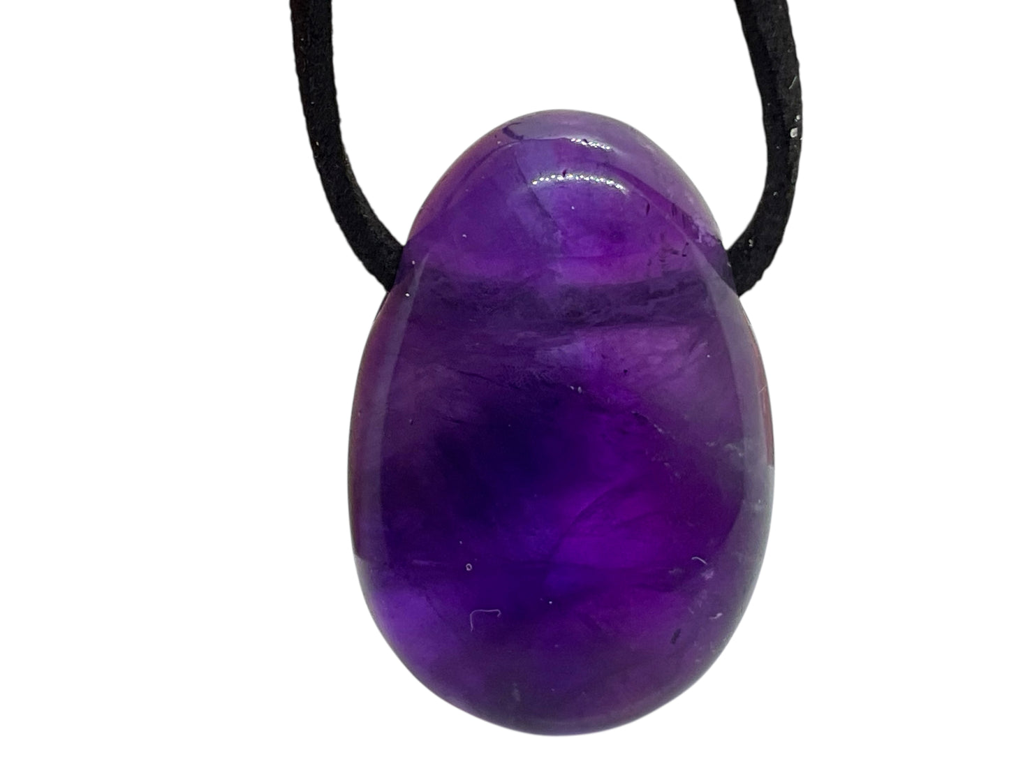 Edelstein Anhänger aus echtem Amethyst | Tropfenanhänger | starker Heilstein | mit 80 cm Wildlederband I Brasilien
