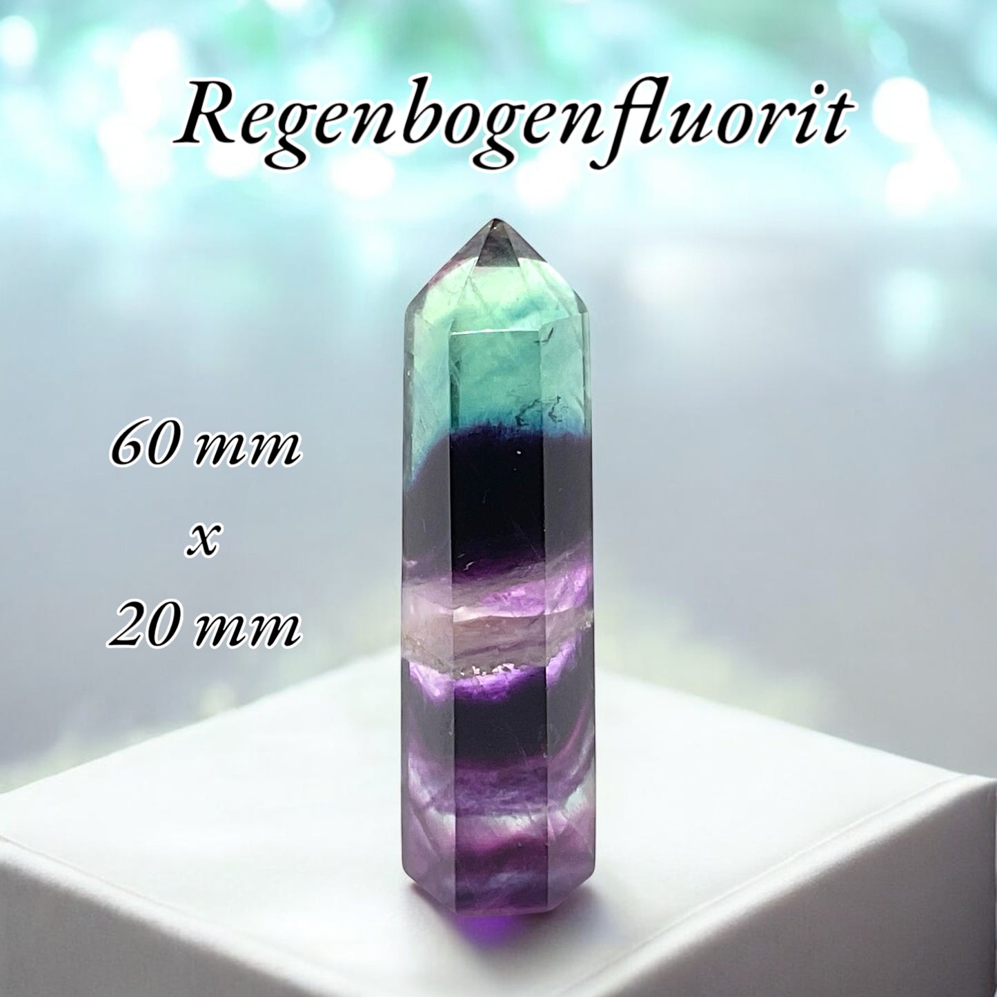 Regenbogenfluorit I Obelisk I 6 cm I ca. 40 gr. I Heilstein I Schutzstein gegen negative Energie I Mexiko