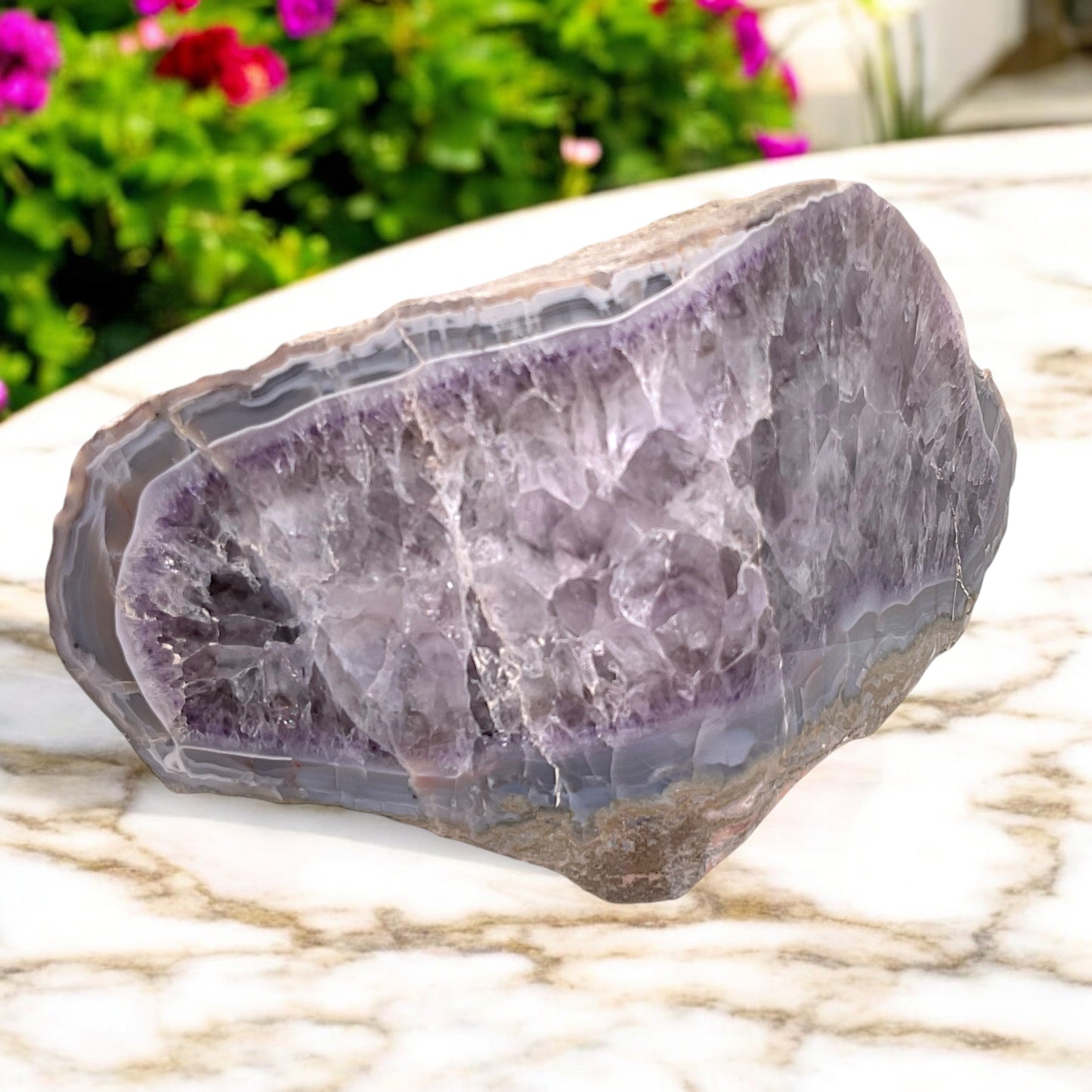 XL Achat Amethyst Vorderseite poliert I 2033gr. I 20x9x11cm I Sammlerstück I Unikat S3005 I Brasilien