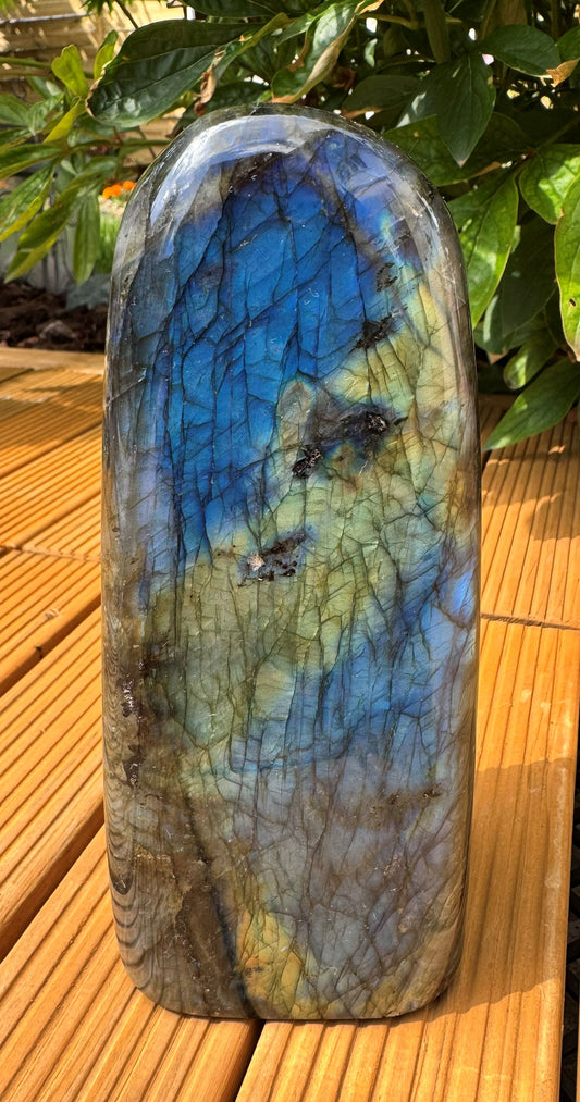 XL Labradorit Freeform „Masterpiece“ – 1379 g Unikat Nr. 1614 aus Madagaskar – Top AAA-Qualität – Faszinierendes Farbspiel – Sammlerstück & Blickfang – 7 x 6 x 16 cm