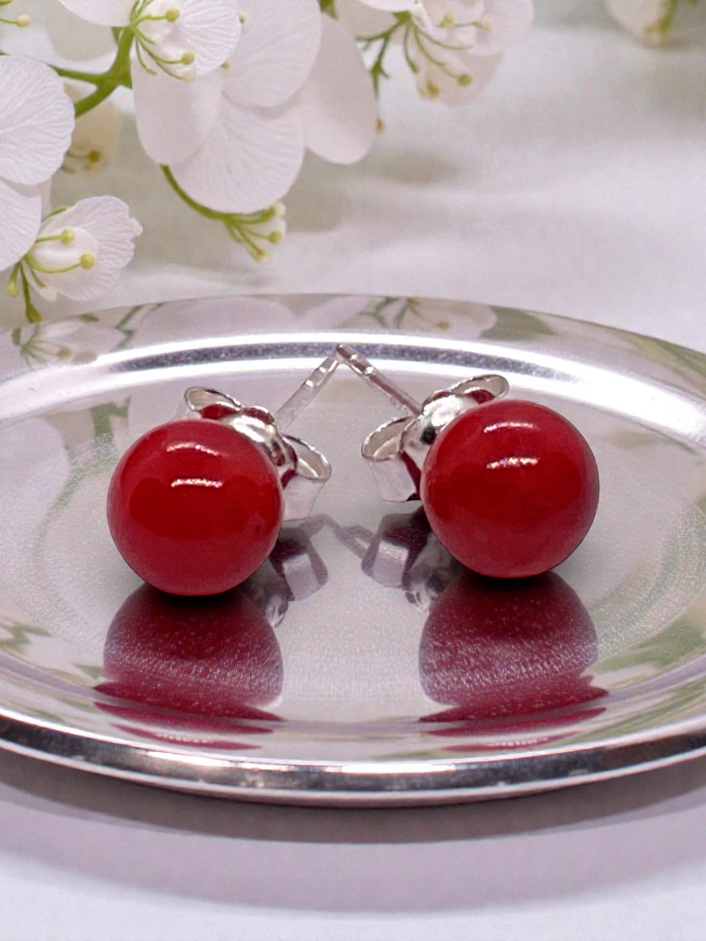 Silber Edelstein Perlen Ohrring | 6mm | 925 Silber  | in Geschenkbox | verschiedene Varianten | Ohrringe - Energiesteine