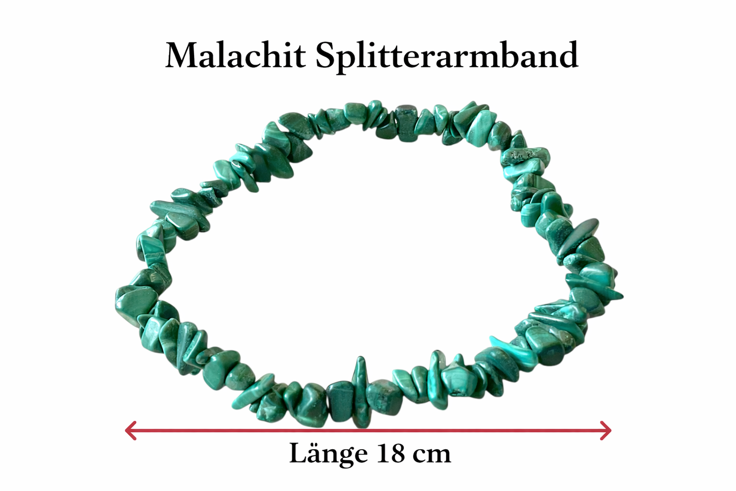 Echtes Malachit Splitteramband I angenehm zu tragen I Der Schutzstein gegen negative Energien I 18 cm I AAA-Qualität I Afrika-Kongo