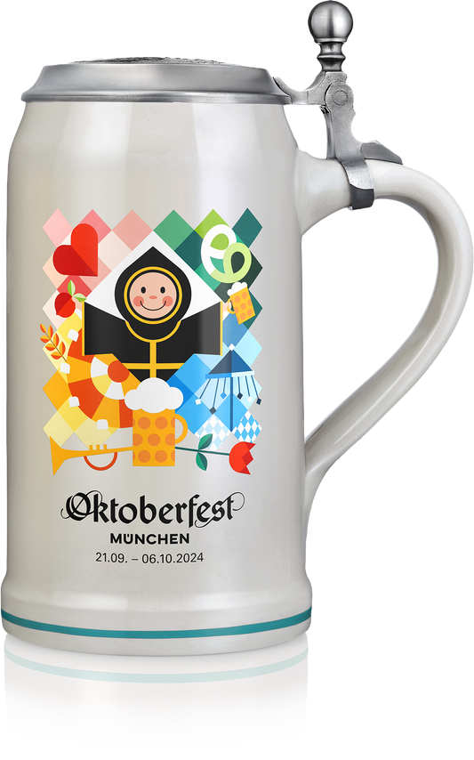 Original Oktoberfestkrug 2024 mit Deckel I Jahrgangskrug I Jahreskrug I Wiesnkrug