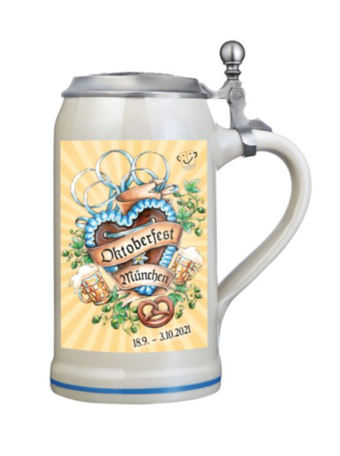 Original Oktoberfestkrug 2021 mit Zinndeckel I Jahreskrug I Zertifikat