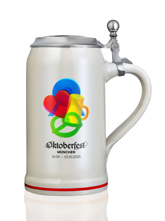 Original Oktoberfestkrug 2023 mit Zinndeckel I Jahreskrug I Zertifikat