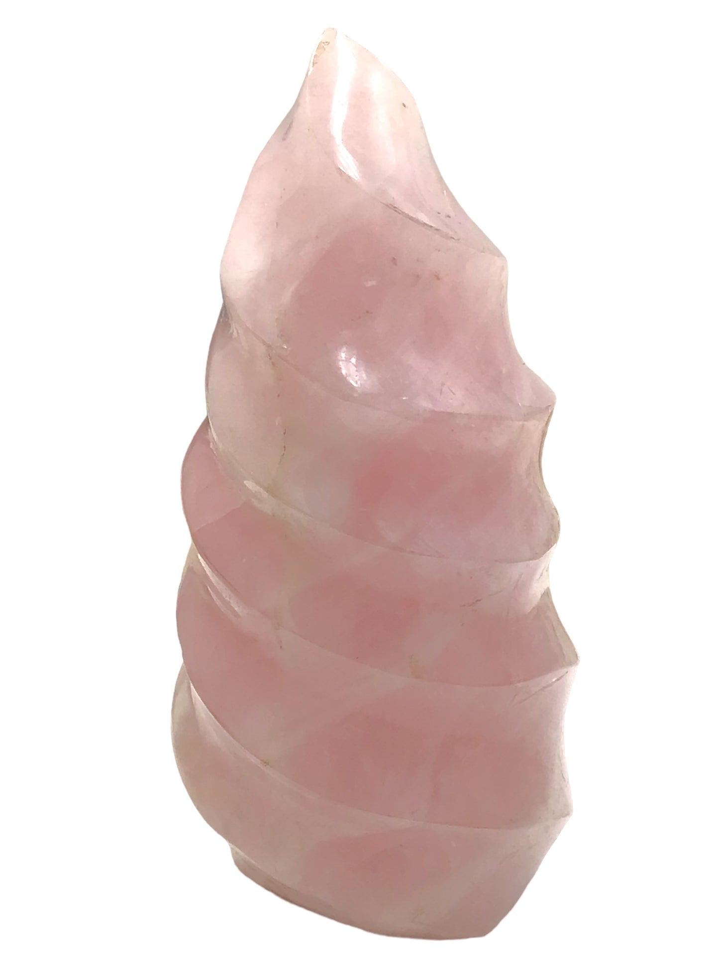 Steinfixx® - Große, edle Kristall Flamme aus Rosenquarz | Unikat 1526 | 554 Gr. |13,5x5,5x6 cm | Edelsteinspirale