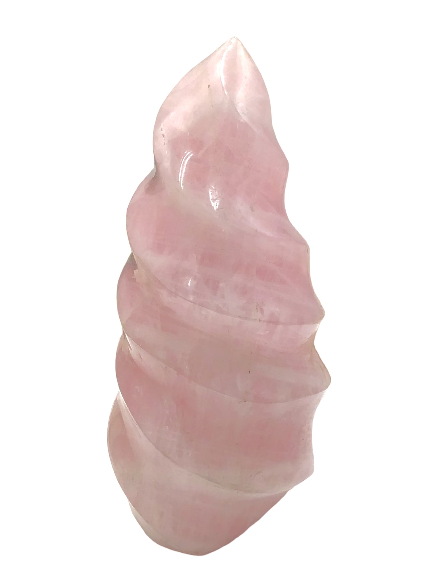 Steinfixx® - Große, edle Kristall Flamme aus Rosenquarz | Unikat 1526 | 554 Gr. |13,5x5,5x6 cm | Edelsteinspirale