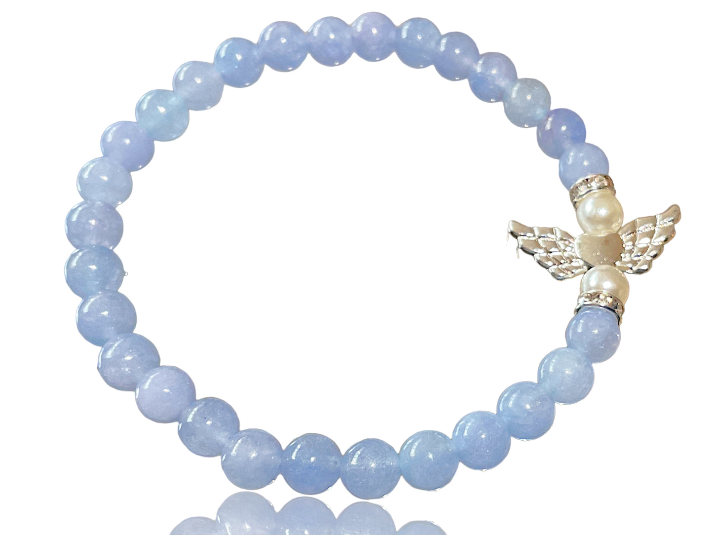 Steinfixx® - Bezauberndes Aquamarin Schutzengel Perlen Armband - inclusive edler Geschenkbox - Handmade