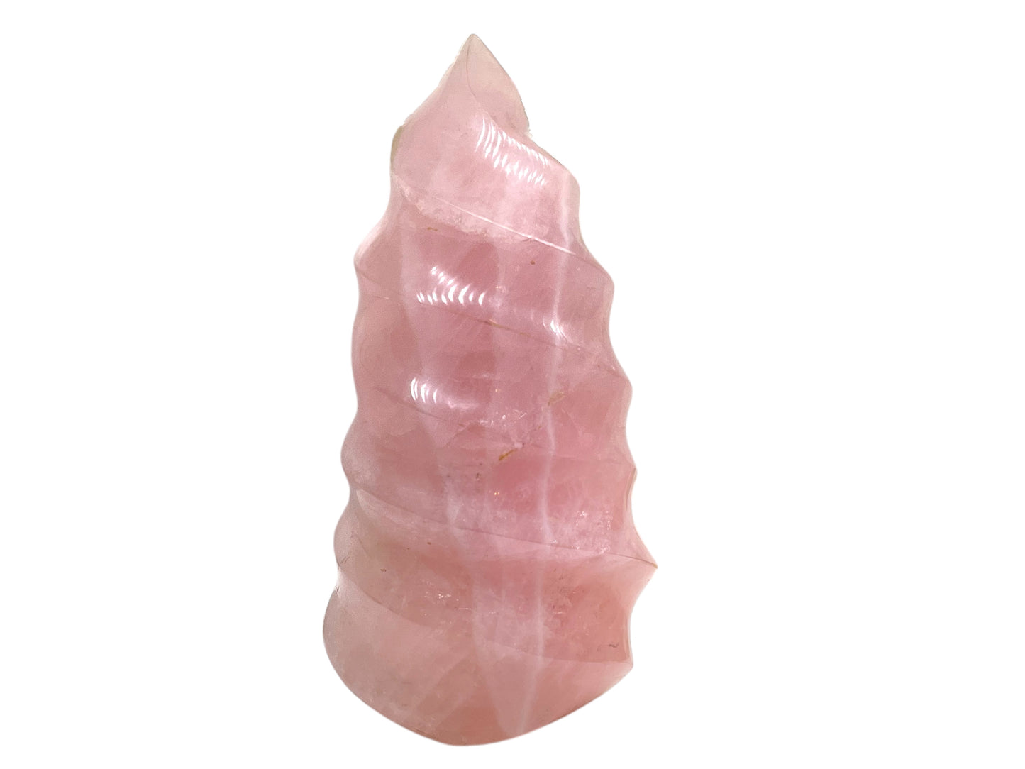 Steinfixx® - Sehr große, edle Kristall Flamme aus Rosenquarz | *Unikat* 1514 | 14x8x5 cm | 696 Gramm | Edelsteinspirale