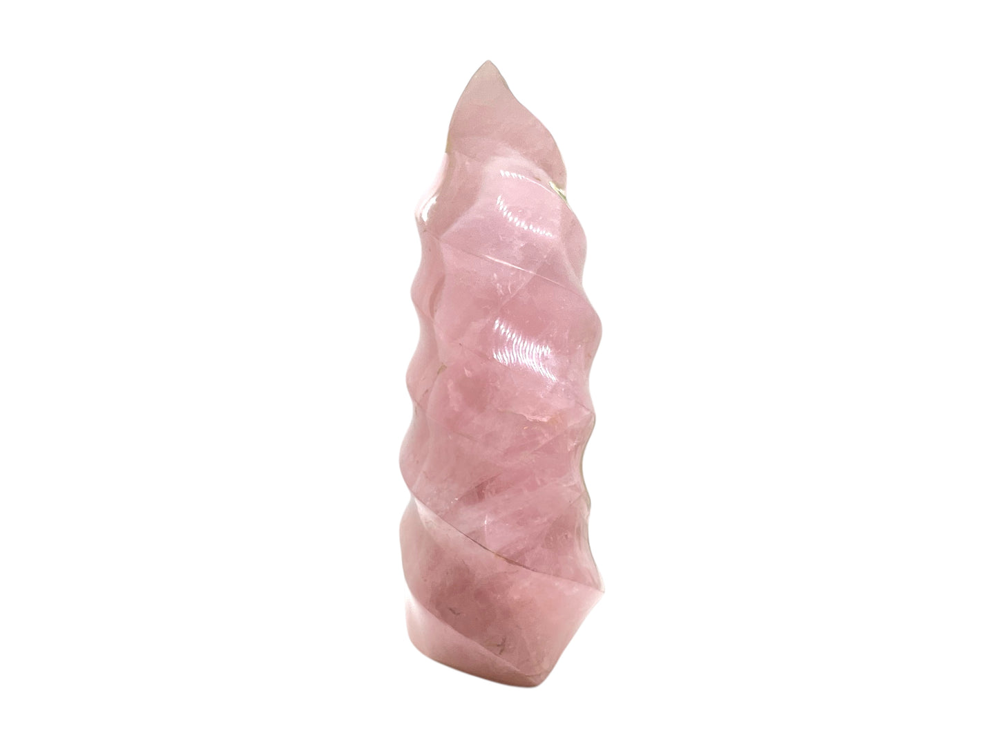 Steinfixx® - Sehr große, edle Kristall Flamme aus Rosenquarz | *Unikat* 1514 | 14x8x5 cm | 696 Gramm | Edelsteinspirale