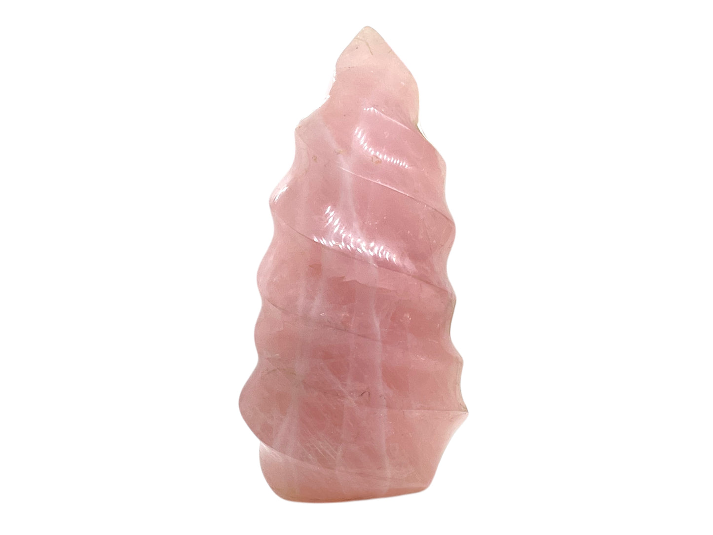 Steinfixx® - Sehr große, edle Kristall Flamme aus Rosenquarz | *Unikat* 1514 | 14x8x5 cm | 696 Gramm | Edelsteinspirale