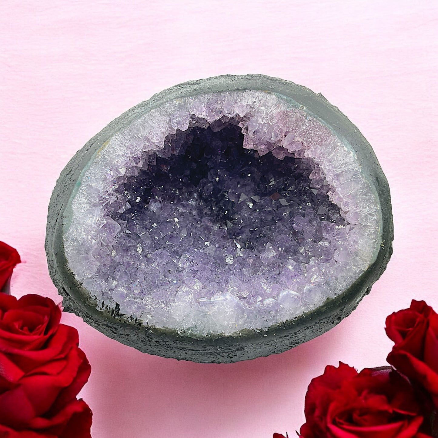Amethyst Druse Minidruse mit phantastischen Kristallen I 1,18 KG I 12x11x9 cm I Blickfang I Unikat-Masterpiece 1633 I Brasilien