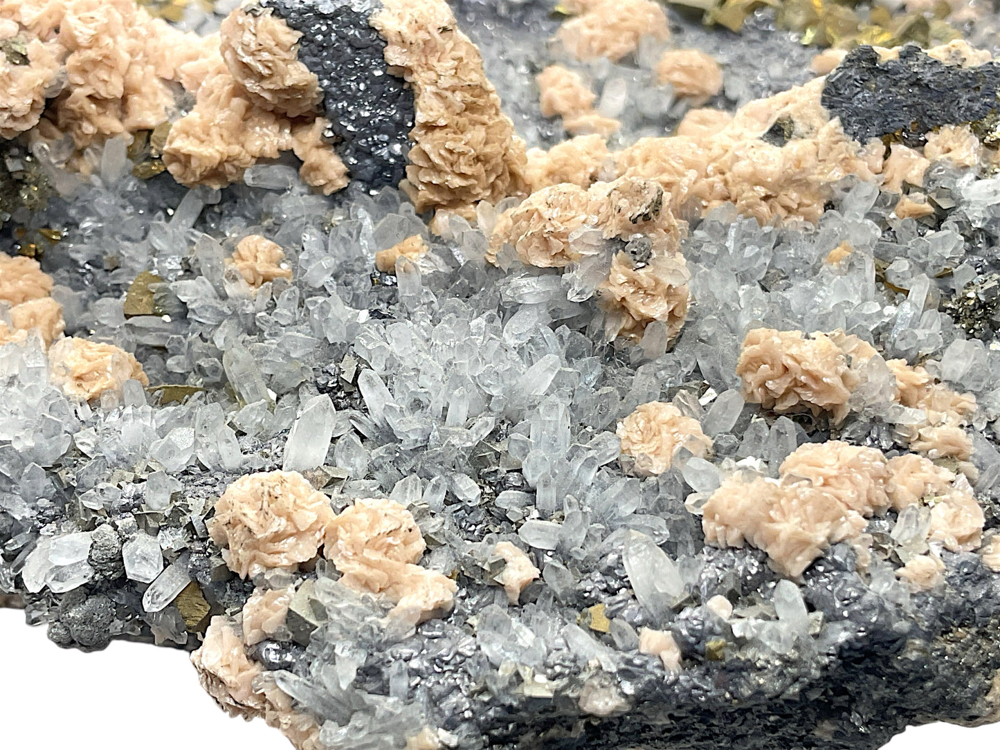 Rhodochrosit Quarz Pyrit Kristall I 1409gr. I 14x11x6cm I Sammlerstück I Unikat-Masterpiece S3020 I Kosovo-Trepca