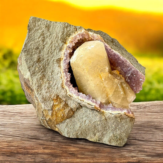 XXL Amethyst Calcit Kristall I 3650gr. I 20x15x13cm I Sammlerstück I Unikat-Masterpiece S3031 I Idar-Oberstein