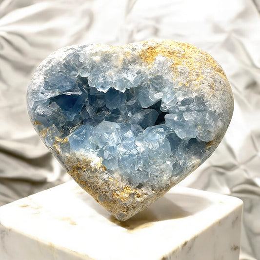 Coelestin Kristall in Herzform | 1,71 KG I 13x12x6cm I herrlich blaue Kristalle | Top Qualität | Unikat I Masterpiece I Madagaskar