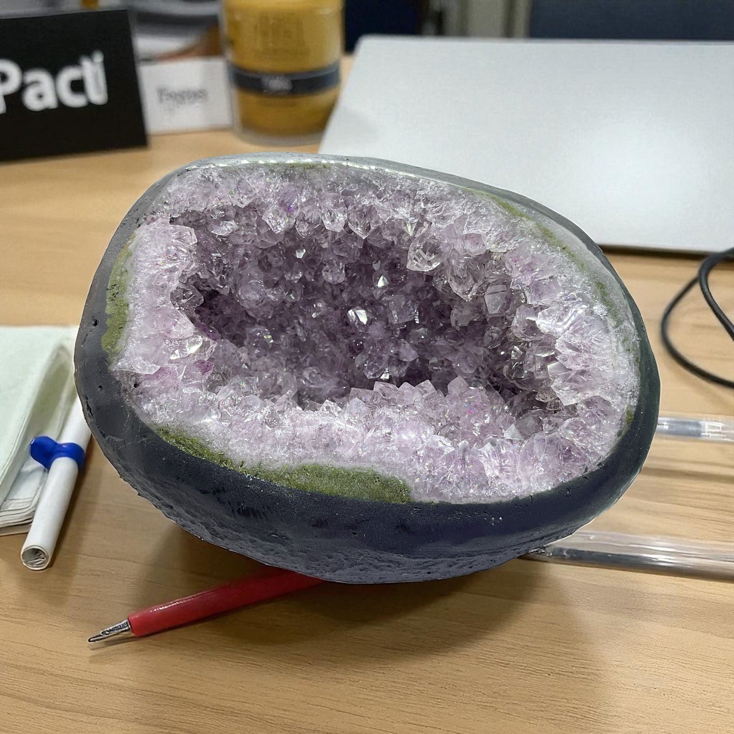 Amethyst Druse Minidruse mit phantastischen Kristallen I 1,04 KG I 12x9x9 cm I Blickfang I Unikat-Masterpiece 1629 I Brasilien