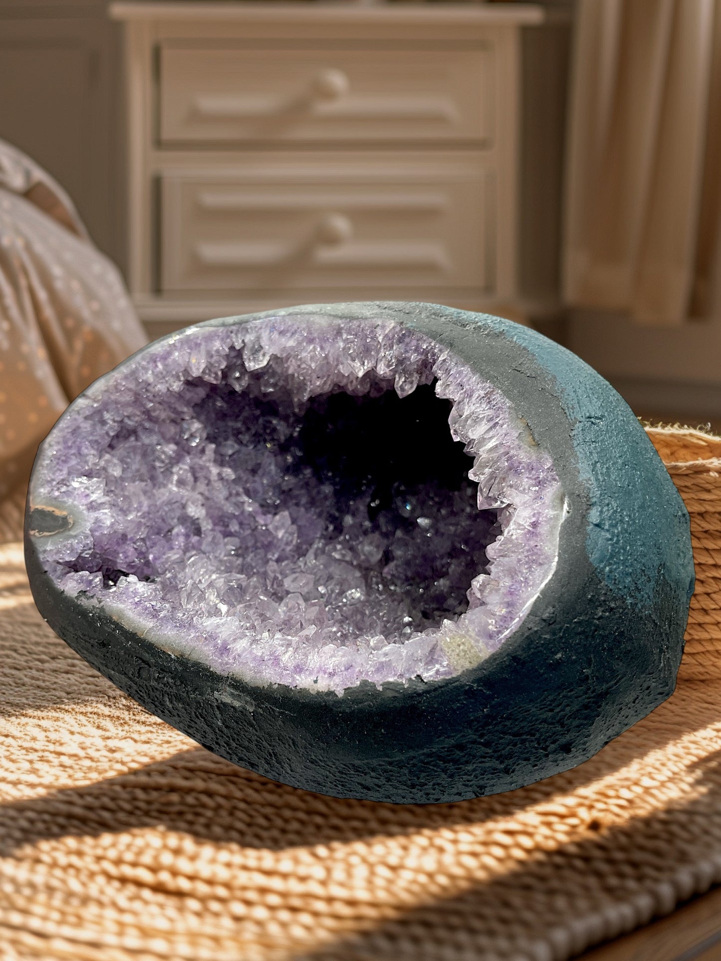 Amethyst Druse Minidruse mit phantastischen Kristallen I 1,13 KG I 13x11x10 cm I Blickfang I Unikat-Masterpiece 1619 I Brasilien