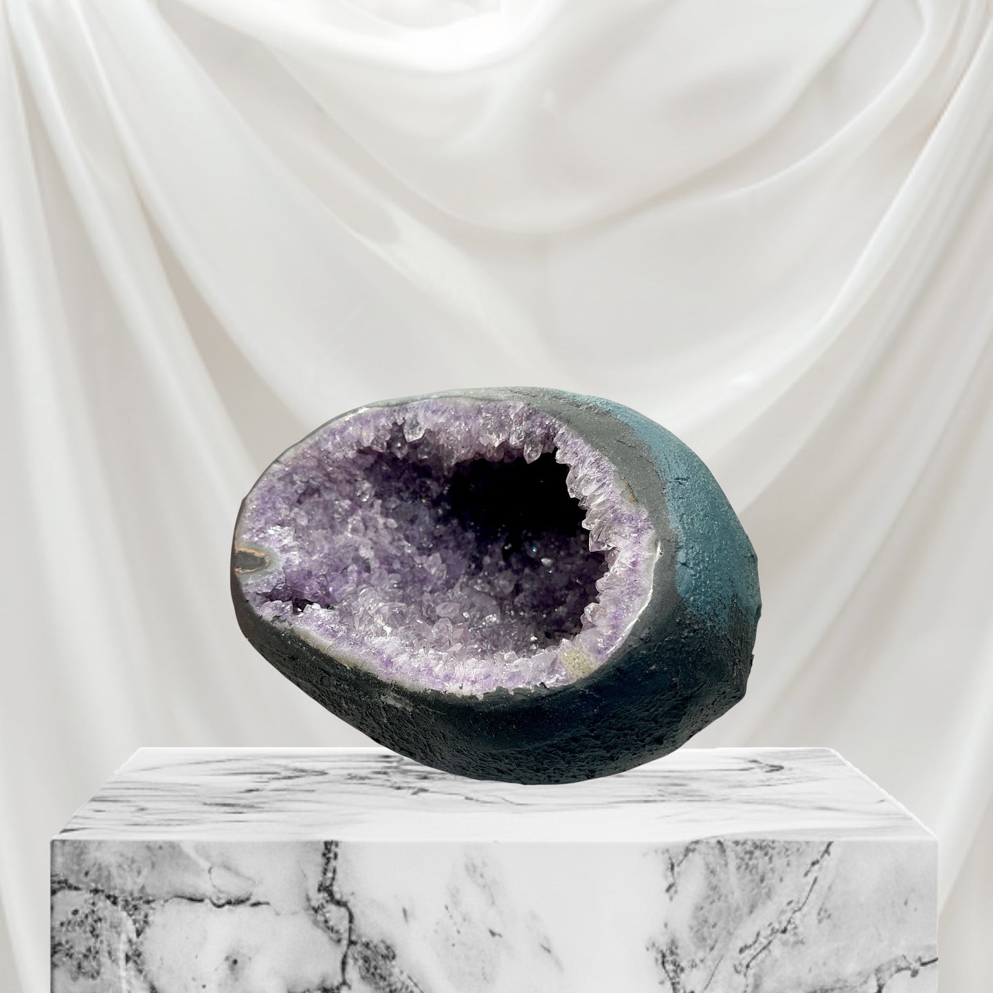 Amethyst Druse Minidruse mit phantastischen Kristallen I 1,13 KG I 13x11x10 cm I Blickfang I Unikat-Masterpiece 1619 I Brasilien